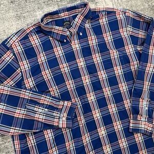 Brooks Brothers Shirt Mens 3XLT Blue Plaid Supima Cotton Button Down Non Iron
